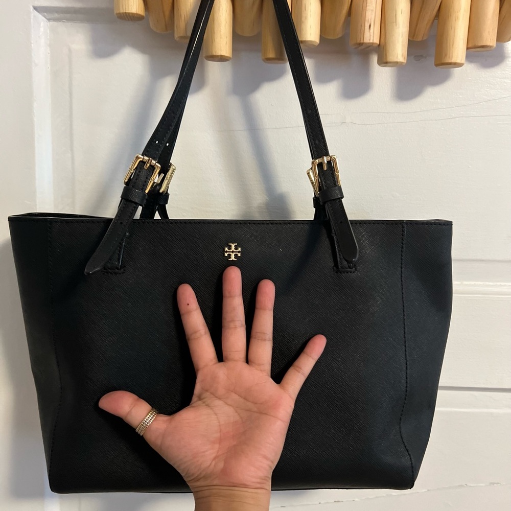 Tory Burch Black Leather Tote Bag